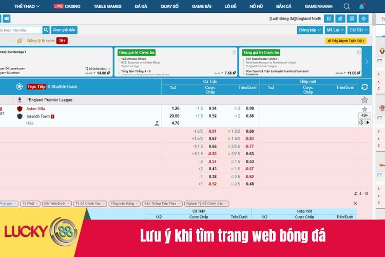 Lưu ý khi tìm trang web bóng đá